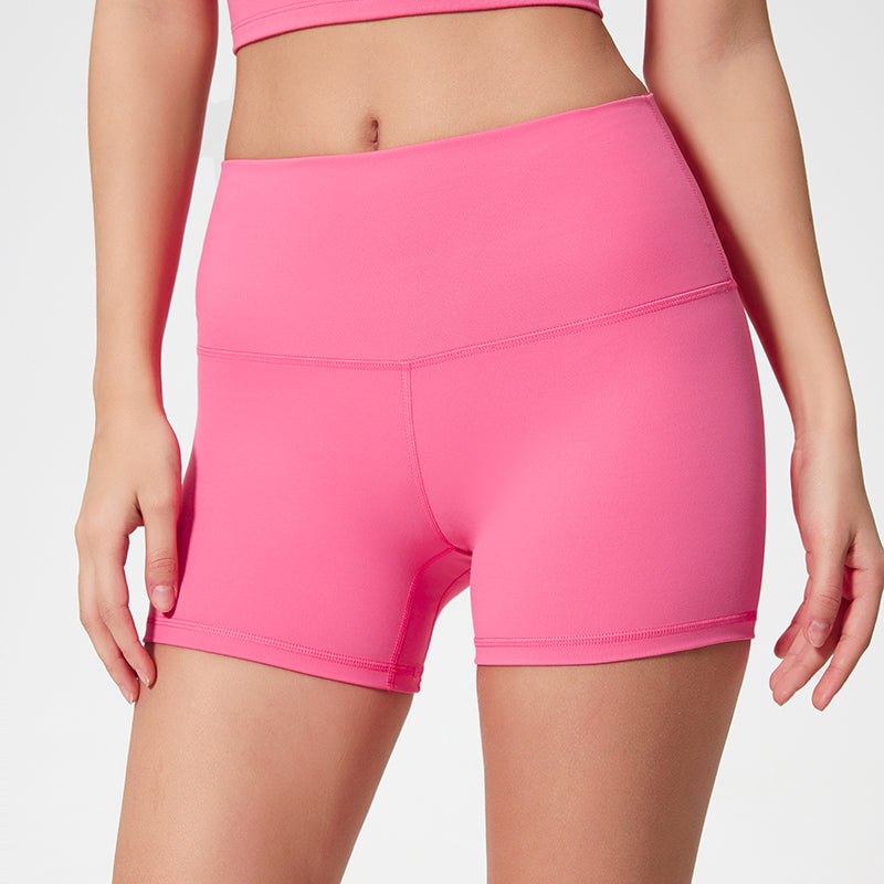 High-Waist Butt-Lifting Yoga Bike Shorts — Double-Brushed Nude-Feel Fabric, Tummy Control & 4-Way Stretch