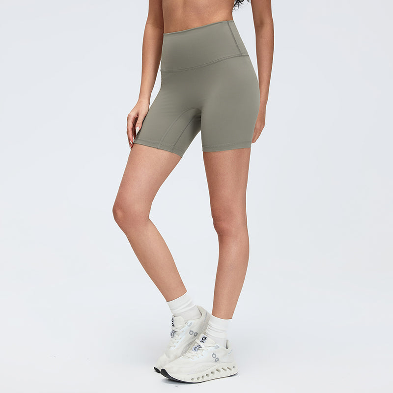 Nude-Feel No Front Seam Yoga Shorts — Ultra-Stretch Quick-Dry Sculpting Workout Shorts for Women