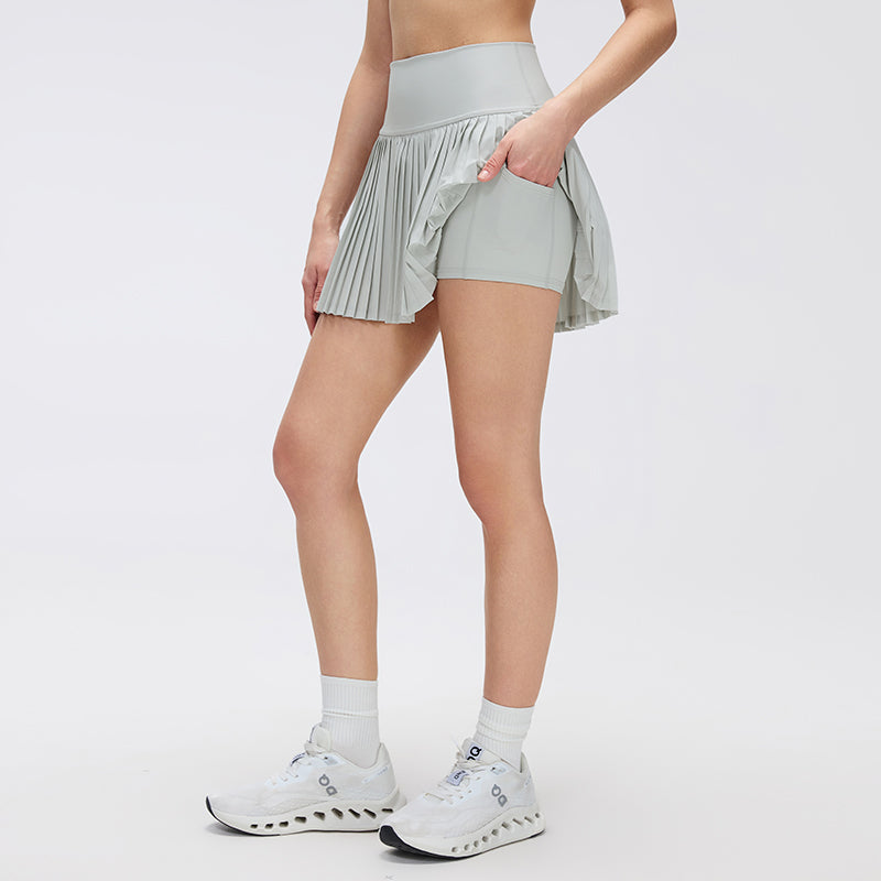 Pleated Tennis Skirt with Built-In Shorts — Cooling Fabric, High-Waist Tummy Control & Anti-Exposure Design