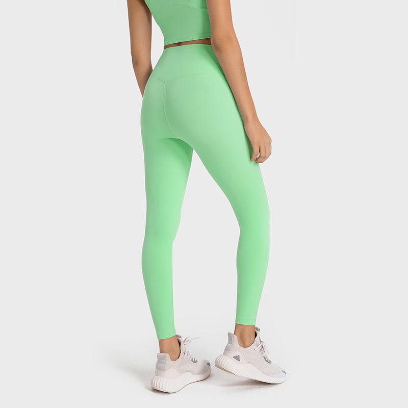 High-Waisted Peach Butt-Lifting Yoga Leggings — No Front Seam, Tummy Control & Nude-Feel 7/8 Workout Pants