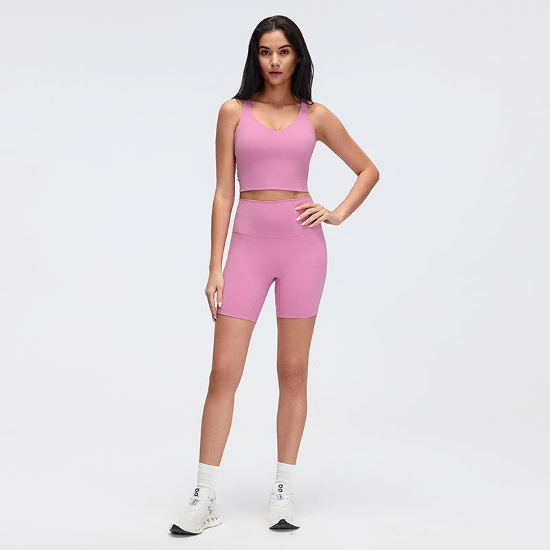 Nude-Feel No Front Seam Yoga Shorts — Ultra-Stretch Quick-Dry Sculpting Workout Shorts for Women