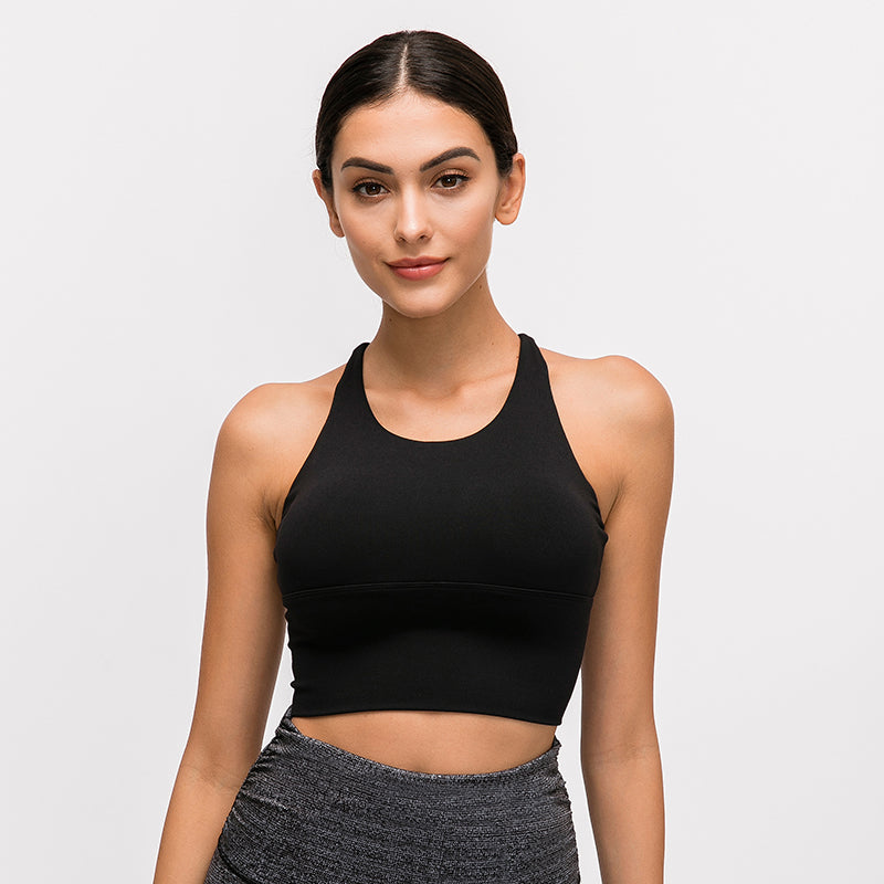 Racerback Sports Bra Tank Top — Breathable Yoga & Gym Crop Top with Open Back