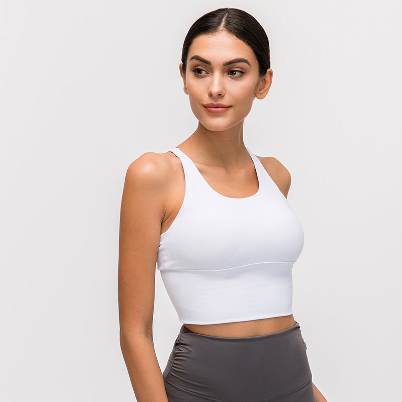 Racerback Sports Bra Tank Top — Breathable Yoga & Gym Crop Top with Open Back
