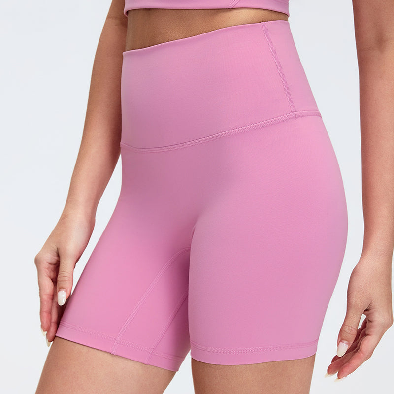 Nude-Feel No Front Seam Yoga Shorts — Ultra-Stretch Quick-Dry Sculpting Workout Shorts for Women