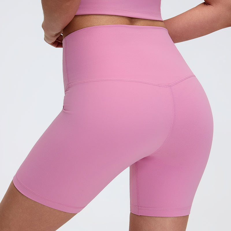 Nude-Feel No Front Seam Yoga Shorts — Ultra-Stretch Quick-Dry Sculpting Workout Shorts for Women