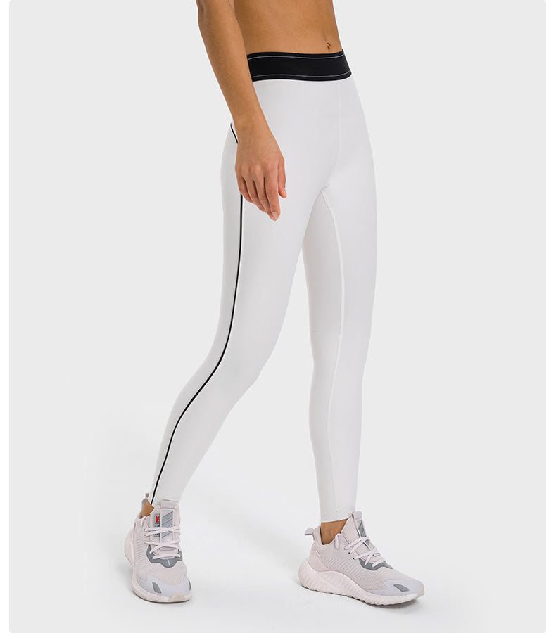 High-Waisted Contrast Color Sculpting Leggings — Nude-Feel Butt-Lifting & Tummy-Control Yoga Pants