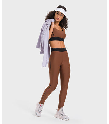 High-Waisted Contrast Color Sculpting Leggings — Nude-Feel Butt-Lifting & Tummy-Control Yoga Pants