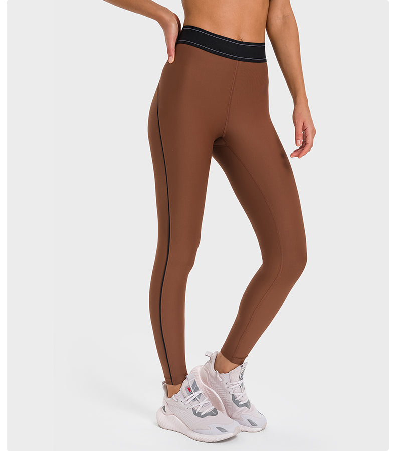 High-Waisted Contrast Color Sculpting Leggings — Nude-Feel Butt-Lifting & Tummy-Control Yoga Pants