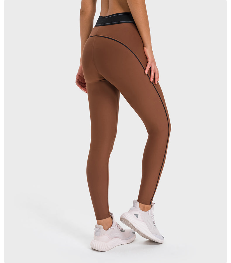 High-Waisted Contrast Color Sculpting Leggings — Nude-Feel Butt-Lifting & Tummy-Control Yoga Pants