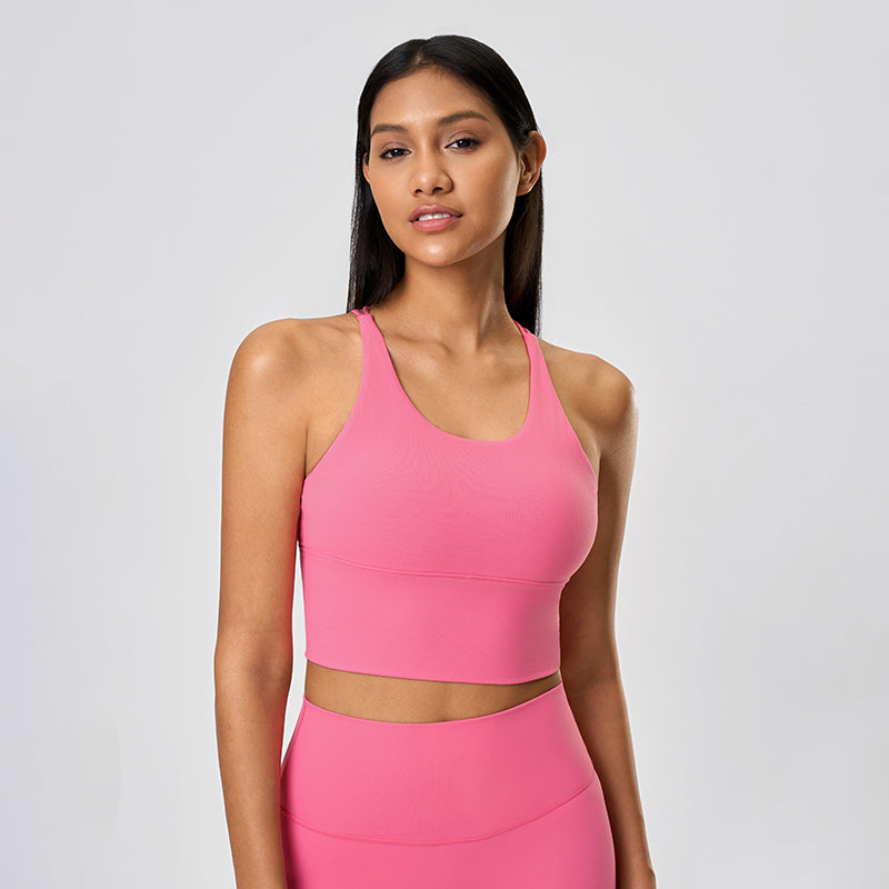 Racerback Sports Bra Tank Top — Breathable Yoga & Gym Crop Top with Open Back