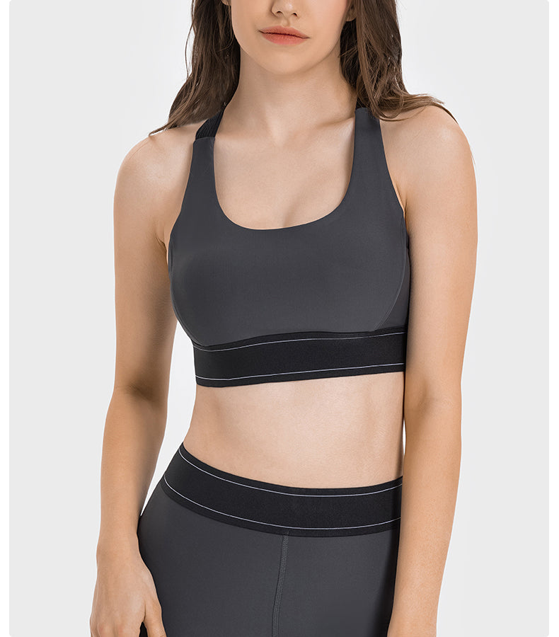 High-Support Adjustable Strappy Sports Bra — Anti-Shock & Contoured Fit for Gym, Running, and Yoga