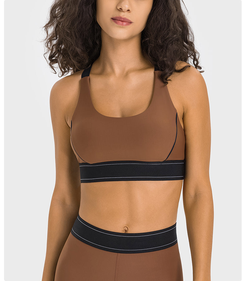 High-Support Adjustable Strappy Sports Bra — Anti-Shock & Contoured Fit for Gym, Running, and Yoga
