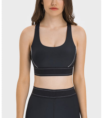 High-Support Adjustable Strappy Sports Bra — Anti-Shock & Contoured Fit for Gym, Running, and Yoga