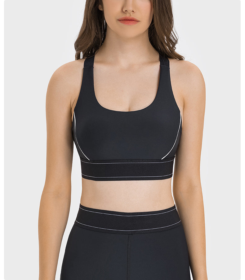 High-Support Adjustable Strappy Sports Bra — Anti-Shock & Contoured Fit for Gym, Running, and Yoga