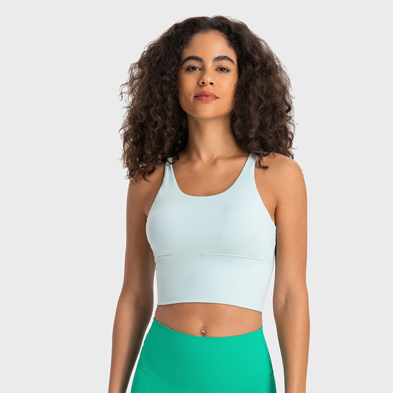 Racerback Sports Bra Tank Top — Breathable Yoga & Gym Crop Top with Open Back