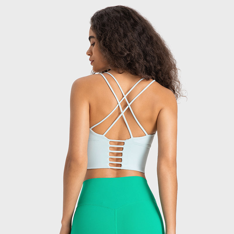 Racerback Sports Bra Tank Top — Breathable Yoga & Gym Crop Top with Open Back